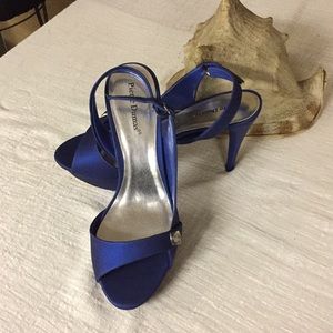 Blue Satan Stiletto sling Back Heels
